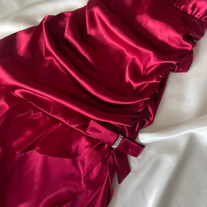 girlhomeshops--Red Retro Elegant Simple Mid-Length Homecoming Dress Date Dress Fashionable And Comfortable Popular Dress gh5674