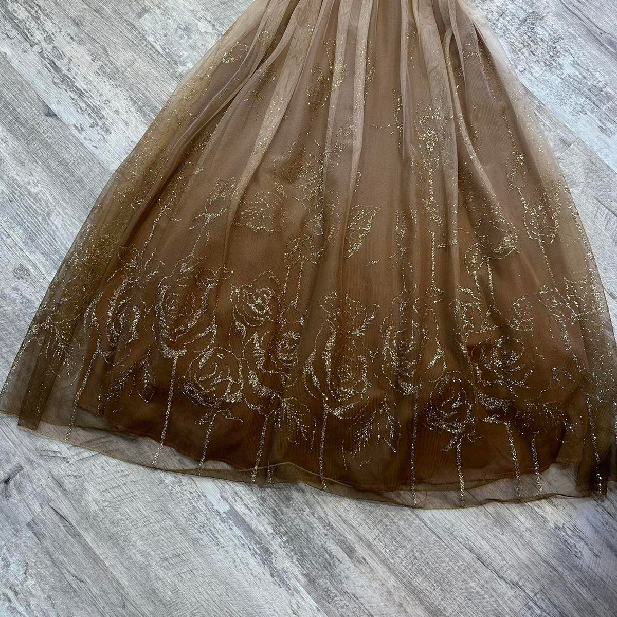 Brown pretty cute glitter gold flower sequin short tulle homecoming dress prom dress evening dress birthday dress gh4314