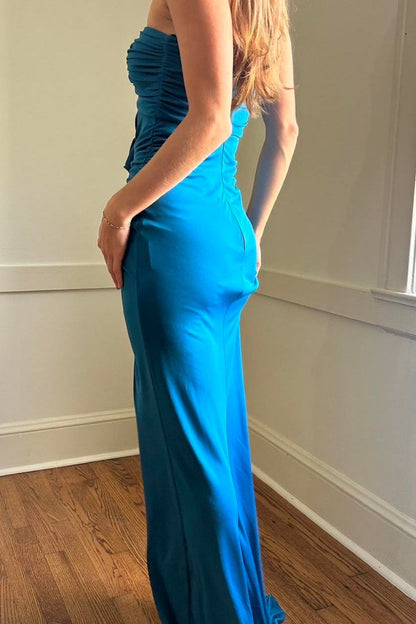 girlhomeshops-NEW ELEGANT AND SIMPLE DARK BLUE FASHION DRESS Gh6331