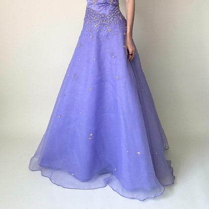 girlhomeshops--Purple Exquisite Beaded Long Tulle Prom Dress Graduation Dress gh5644