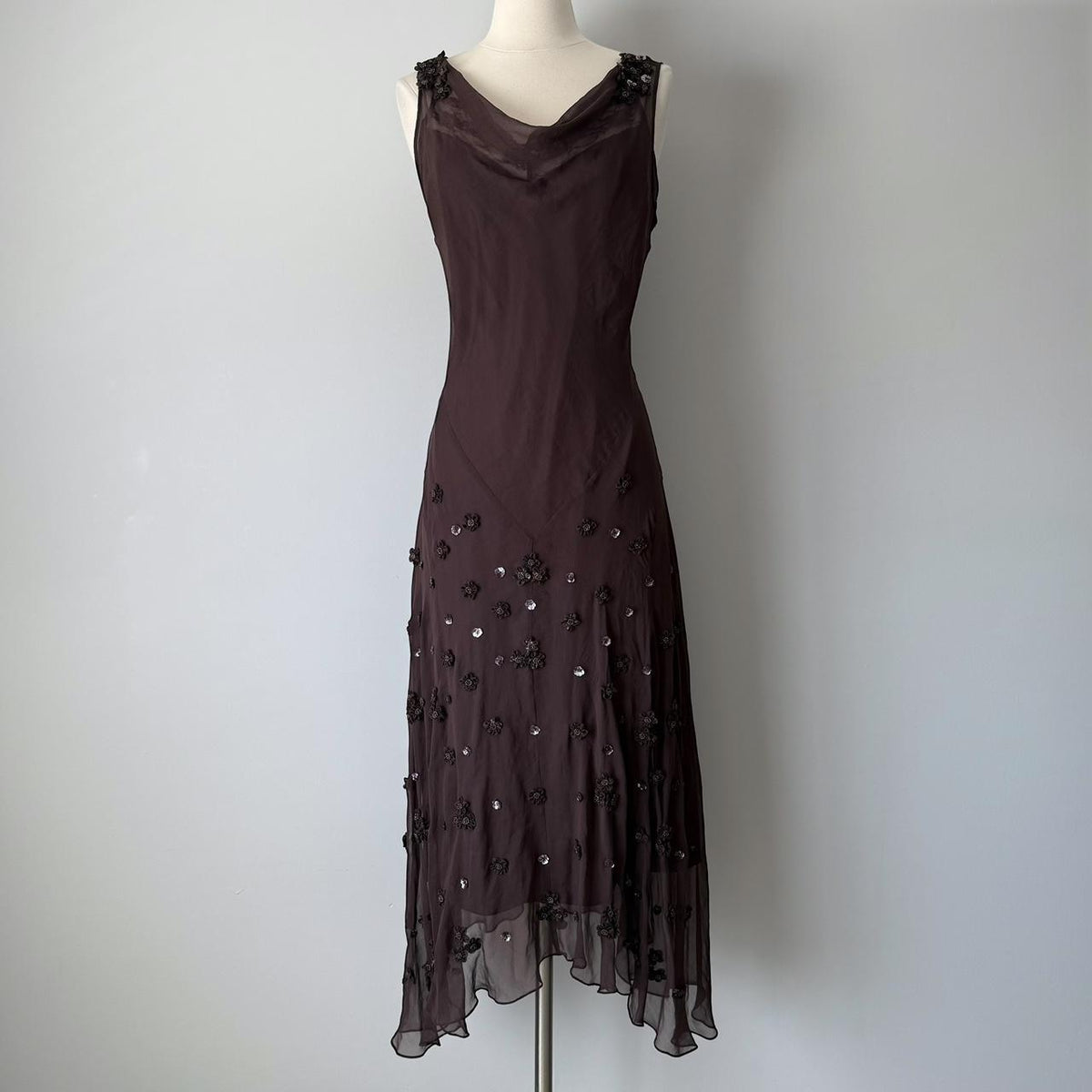 Brown Vintage Gorgeous Elegant Exquisite Floral Beading Long Chiffon Homecoming Dress Prom Dress Evening Dress Party Dress gh4124