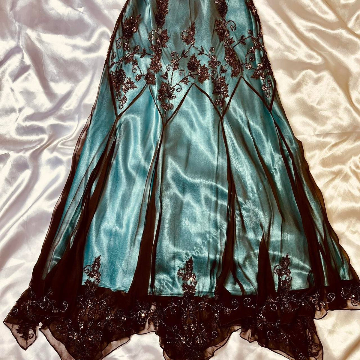Turquoise Vintage Elegant Exquisite Floral Beading Spaghetti Strap Long Chiffon Ball Gown Evening Dress Birthday Party Dress Formal Women Prom Dress gh3931