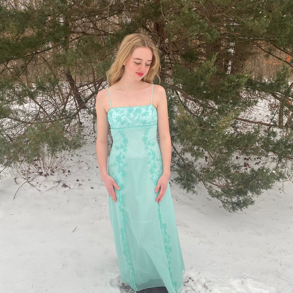 Green Gorgeous Sparkly Elegant Delicate Beaded Spaghetti Strap Long Tulle Chiffon Ball Gown Evening Gown Party Dress Prom Gown gh3738