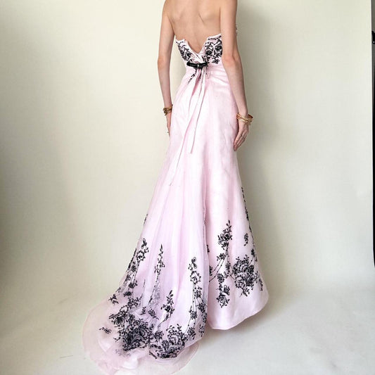 girlhomeshops--Pink Exquisite Floral Long Tulle Prom Dress Graduation Dress gh5645