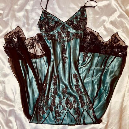Turquoise Vintage Elegant Exquisite Floral Beading Spaghetti Strap Long Chiffon Ball Gown Evening Dress Birthday Party Dress Formal Women Prom Dress gh3931