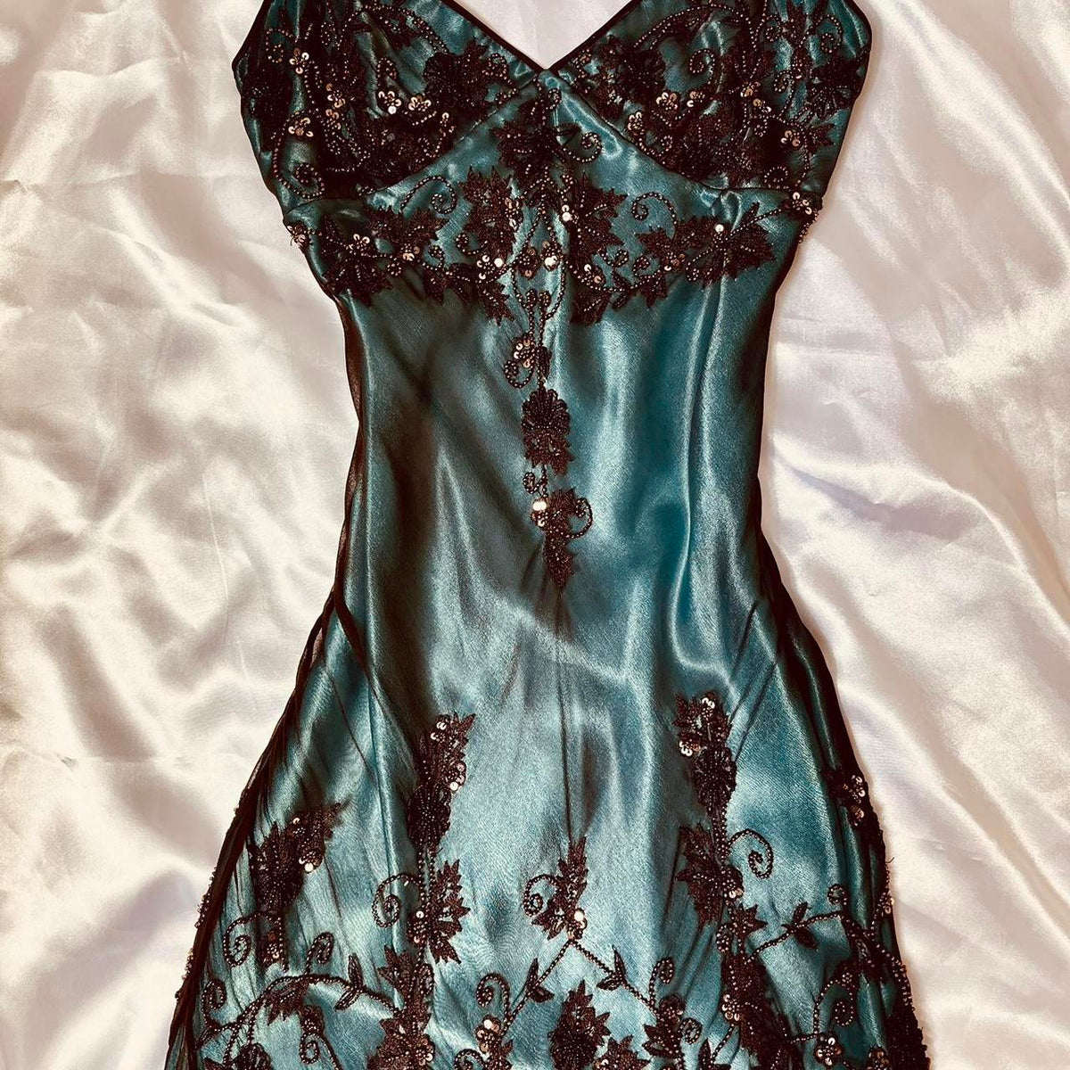 Turquoise Vintage Elegant Exquisite Floral Beading Spaghetti Strap Long Chiffon Ball Gown Evening Dress Birthday Party Dress Formal Women Prom Dress gh3931