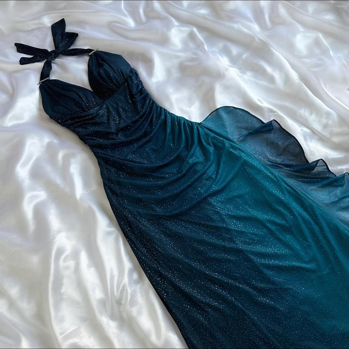 Indigo Shiny Elegant Fashion Strapless Long Tulle Prom Dress Evening Dress Birthday Party Dress gh3564