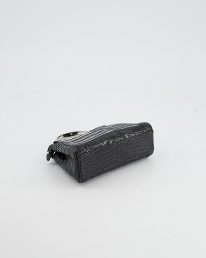 *FIRE PRICE* Fendi Black Exotic Micro Mini Peekaboo Bag with Silver Hardware