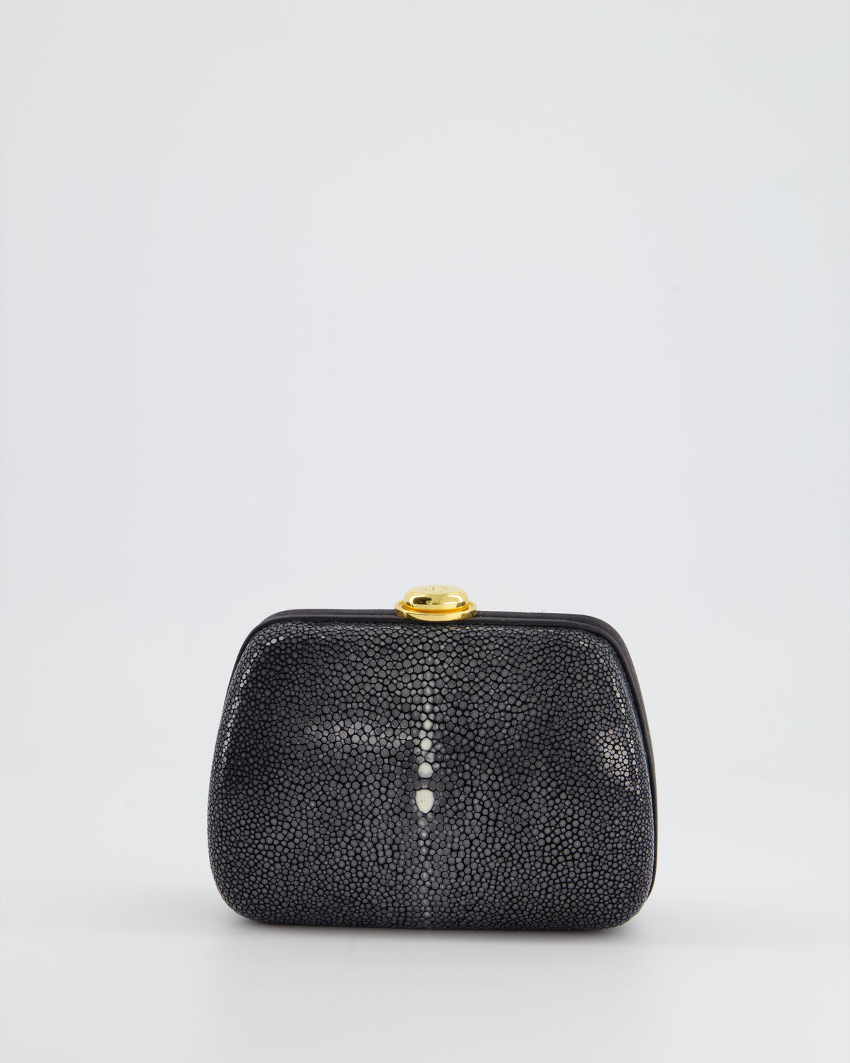Christian Dior Vintage Grey and White Stingray Small Clutch Bag with Gold Chain