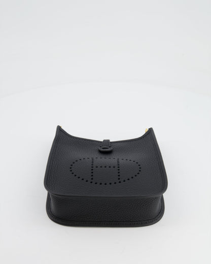Hermès Mini Evelyne Bag in Black Clemence Leather with Gold Hardware