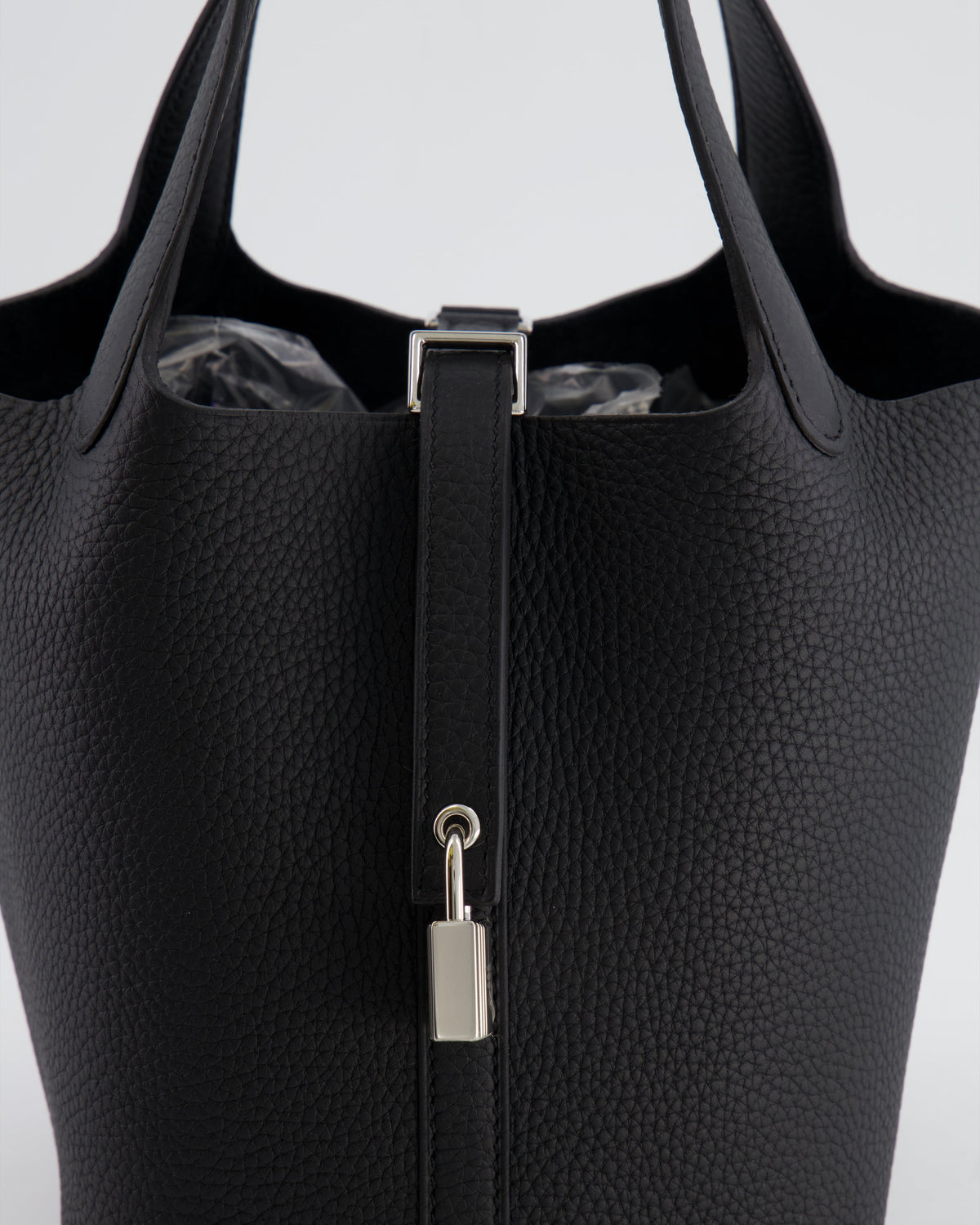 *RARE* Hermes Picotin 18cm Lock Bag in Noir Clemence Leather with Palladium Hardware