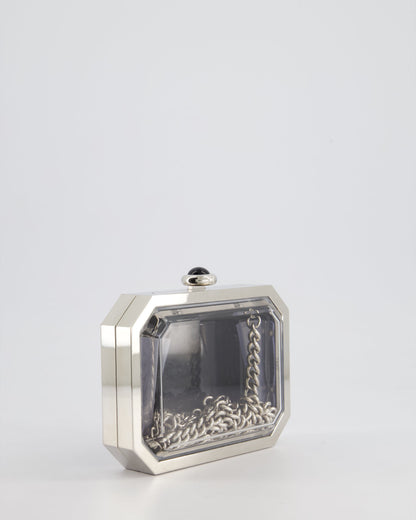 *Limited Edition* Chanel Silver, Black Minaudiere Plexiglass Clutch Bag