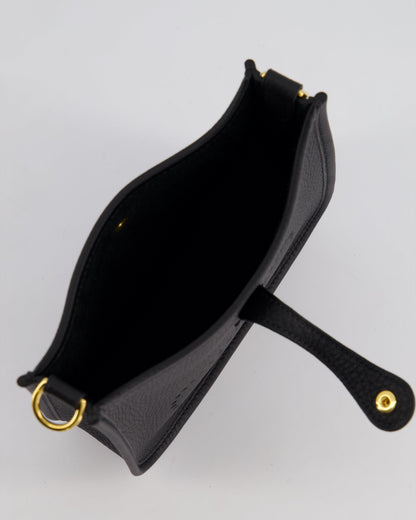 Hermès Mini Evelyne 16 Bag in Noir Clemence Leather with Gold Hardware