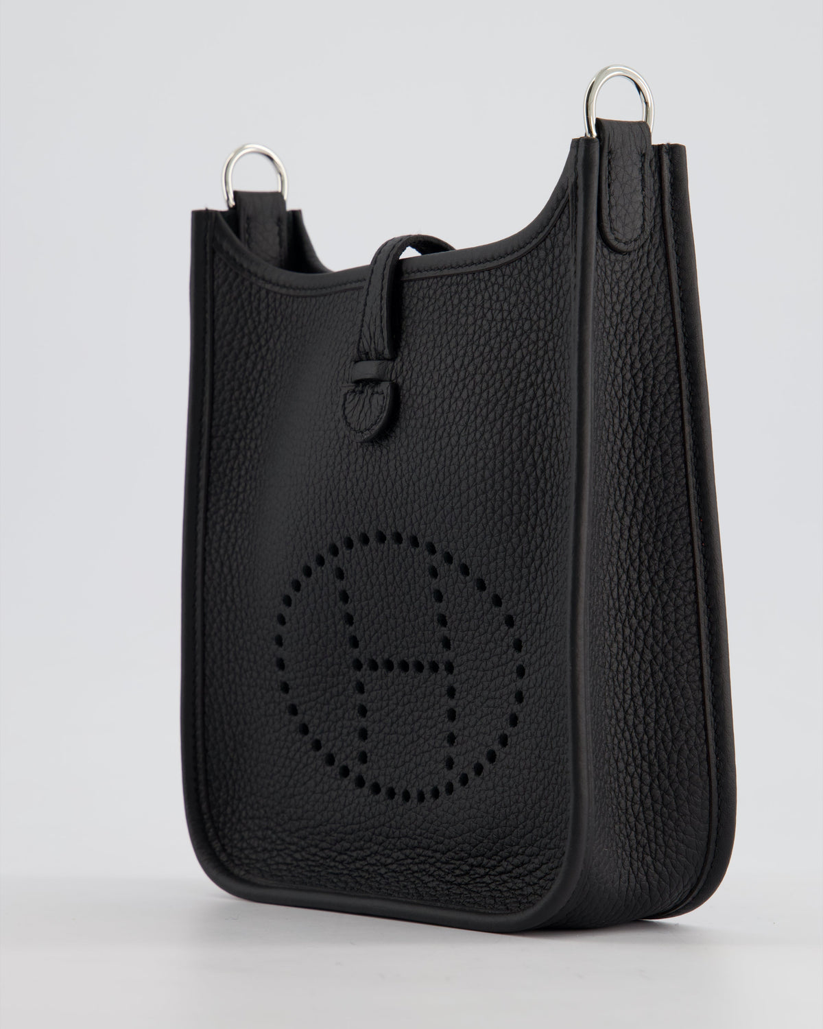 *HOT* Hermès Mini Evelyne 16 Bag in Noir Clemence Leather with Palladium Hardware