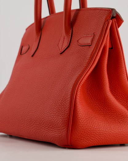 Hermès Birkin 30cm Bag Retourne Rouge Tomate in Clemence Leather with Palladium Hardware