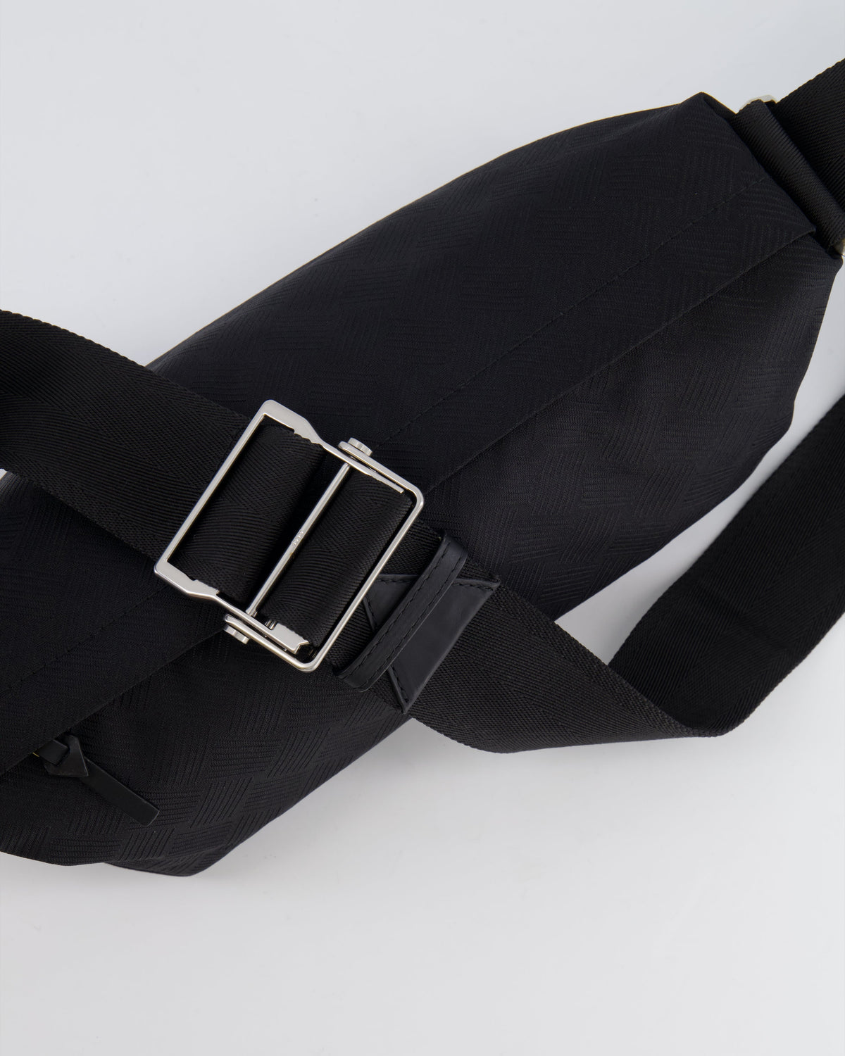 Bottega Veneta Black Canvas Shoulder Bag with Silver Hardware