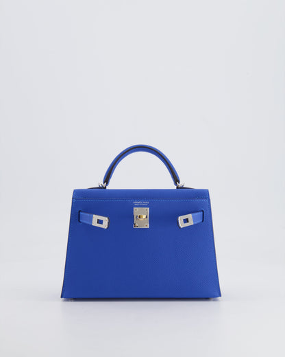 Hermès Mini Kelly II 20cm Bag in Bleu Hydra Epsom Leather with Electrum Hardware