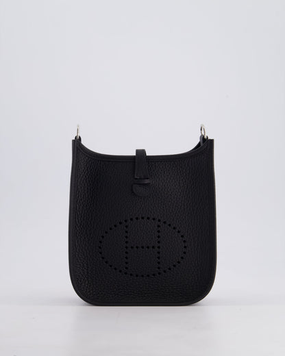 Hermès Mini Evelyne 16 Bag in Noir Clemence Leather with Palladium Hardware