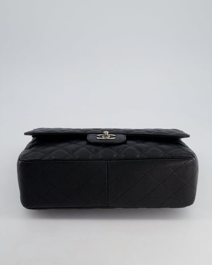 Chanel Black Jumbo Classic Double Flap Bag in Caviar Leather with Silver Hardware