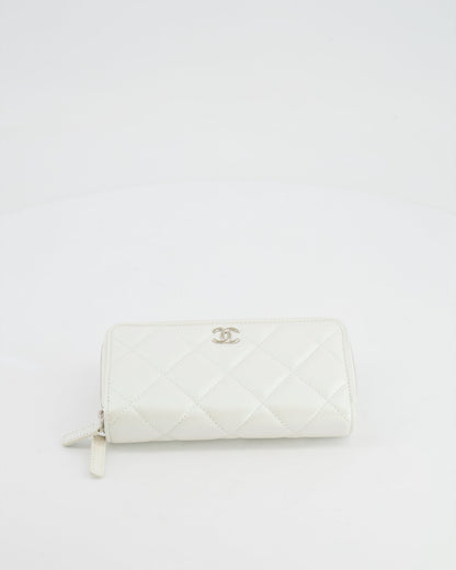 *HOT* Chanel Coco Neige White Pearlescent Lambskin Belt Bag with Silver Hardware