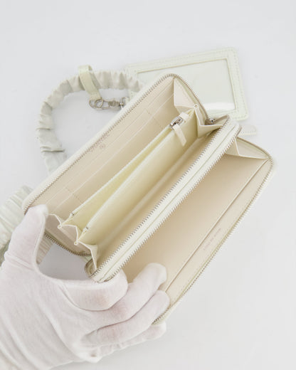 *HOT* Chanel Coco Neige White Pearlescent Lambskin Belt Bag with Silver Hardware