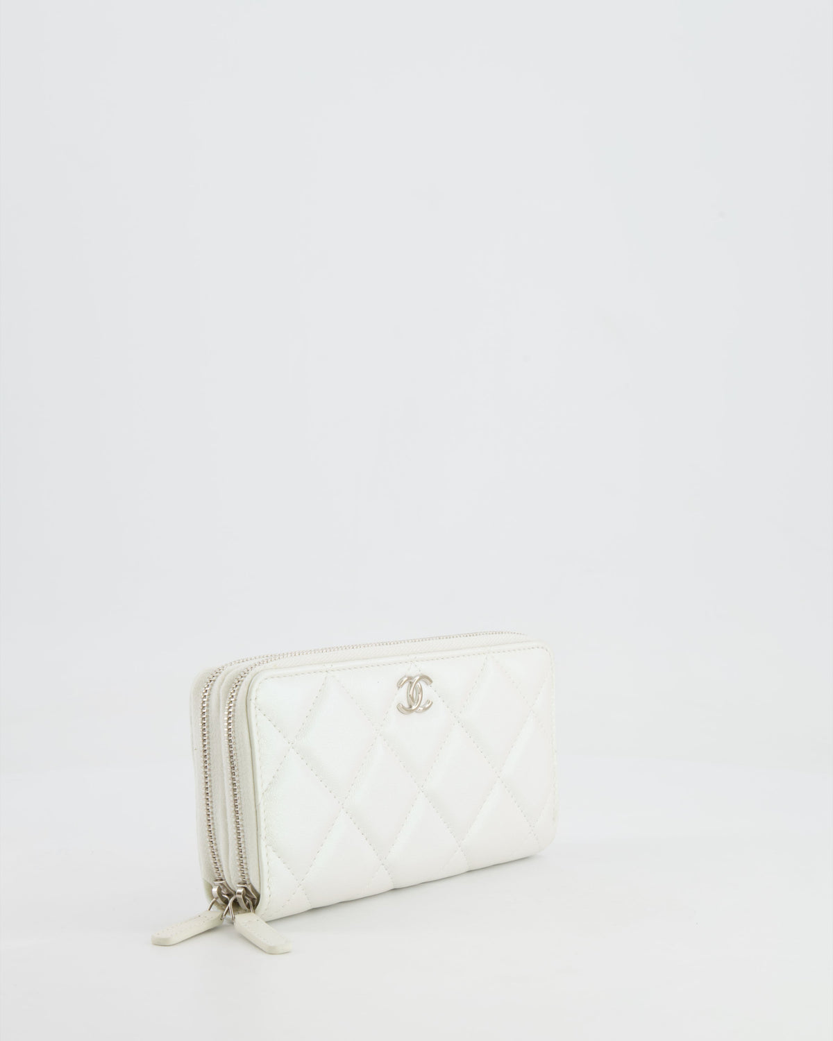 *HOT* Chanel Coco Neige White Pearlescent Lambskin Belt Bag with Silver Hardware