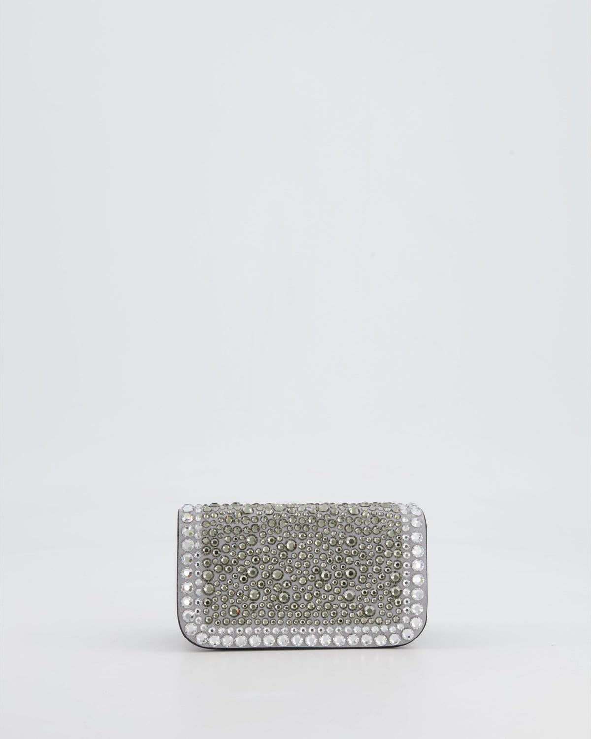 Valentino Silver Micro Logo Chain Bag with Rhinestones and Silver Hardware RRP £2,000