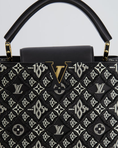 Louis Vuitton Limited Edition Since 1854 Monogram Capucines MM Bag in Black Calfskin and Embroideries with Gold Hardware