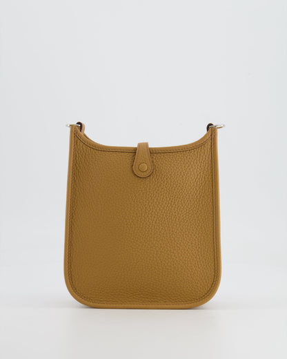 Hermès Mini Evelyne 16 Bag in Biscuit Clemence Leather with Palladium Hardware