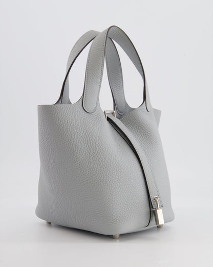 *RARE*  Hermes Picotin 18cm in Bleu Glacier Clemence Leather with Palladium Hardware