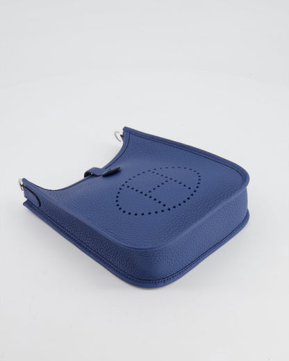Hermès Mini Evelyne 16 Bag in Bleu de Prusse Clemence Leather with Palladium Hardware