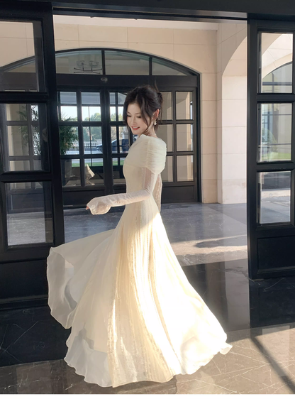 Elegant Off The Shoulder Tulle Lace A Line Long Birthday Prom Dress Party Dress SP1502