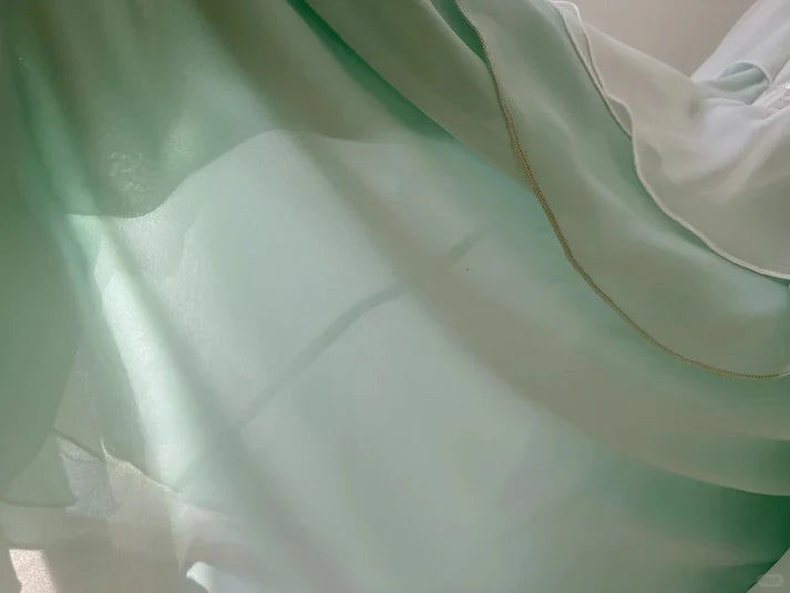 Gorgeous Shiny Beaded Spaghetti Strap Ruffles Chiffon Mermaid Prom Dress Evening Dress TP4307