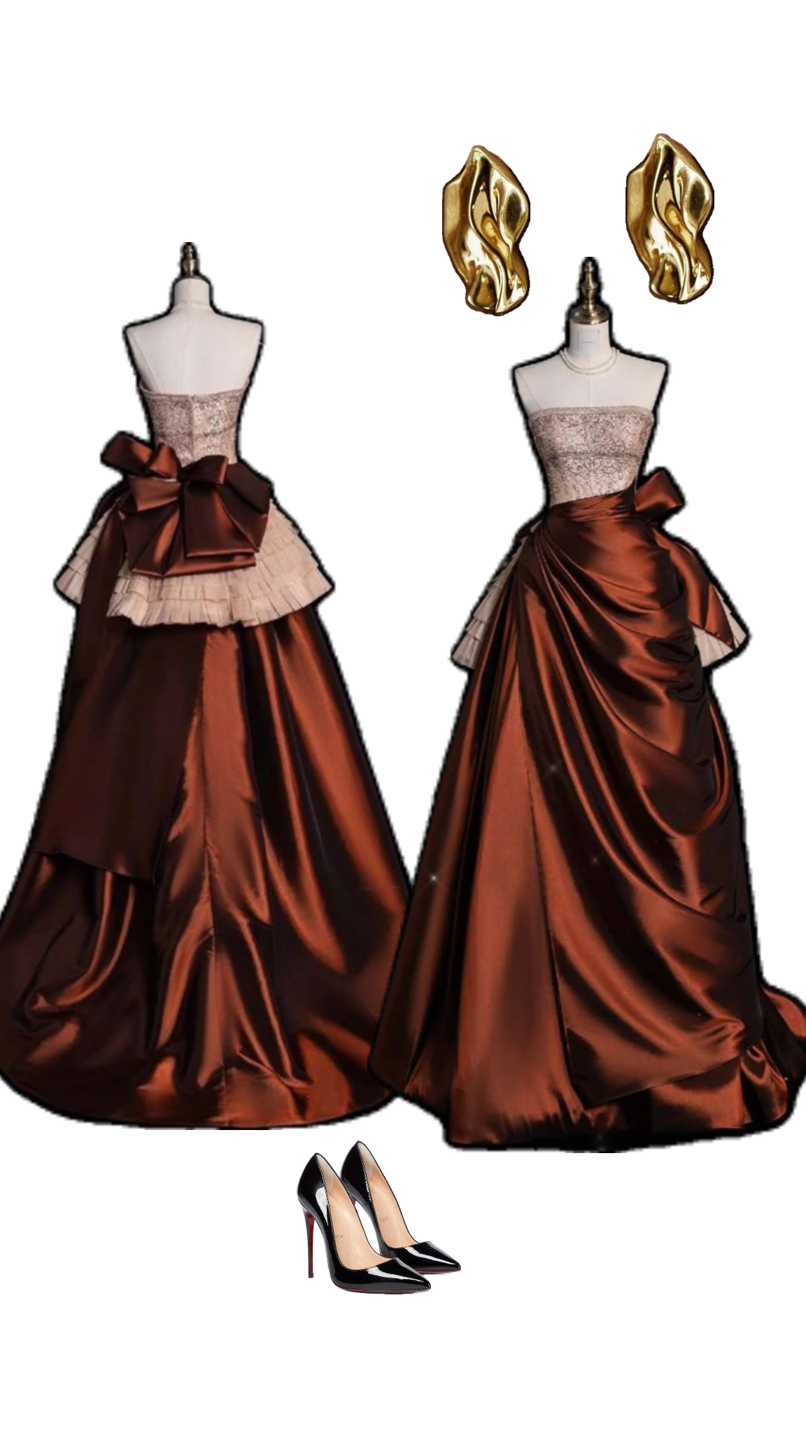 Vintage Strapless Satin Beaded A Line Evening Dress Prom Gown