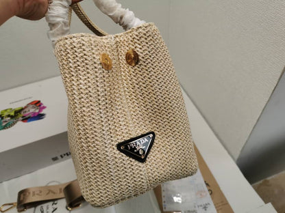 Prada Raffia Tote Bag In Beige 29Cm