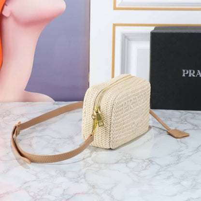 Prada Raffia Crochet Shoulder Bag Natural 20Cm 1BH196 2A2T F0018 V OUO