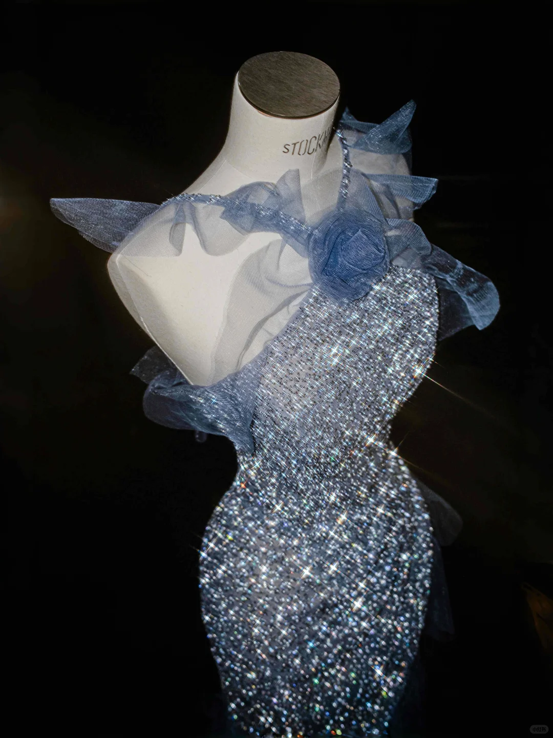 Gorgeous Blue Tulle Sequins Beaded Ruffles Mermaid Prom Dress,Formal Evening Dress Wedding Dress Y8671