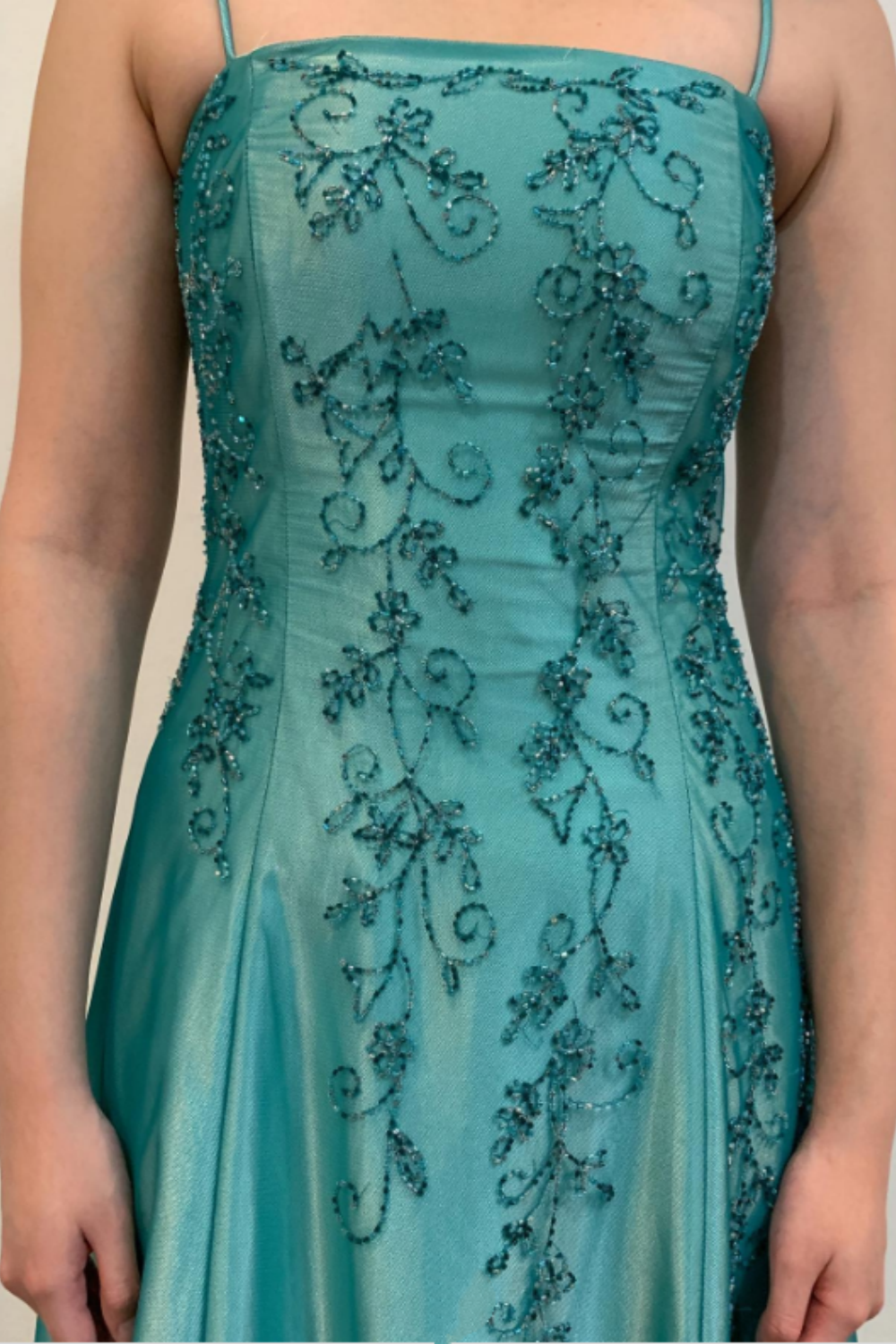 Girlhomeshops--Green exquisite floral beaded fashion long satin prom dress graduation dress gh5524