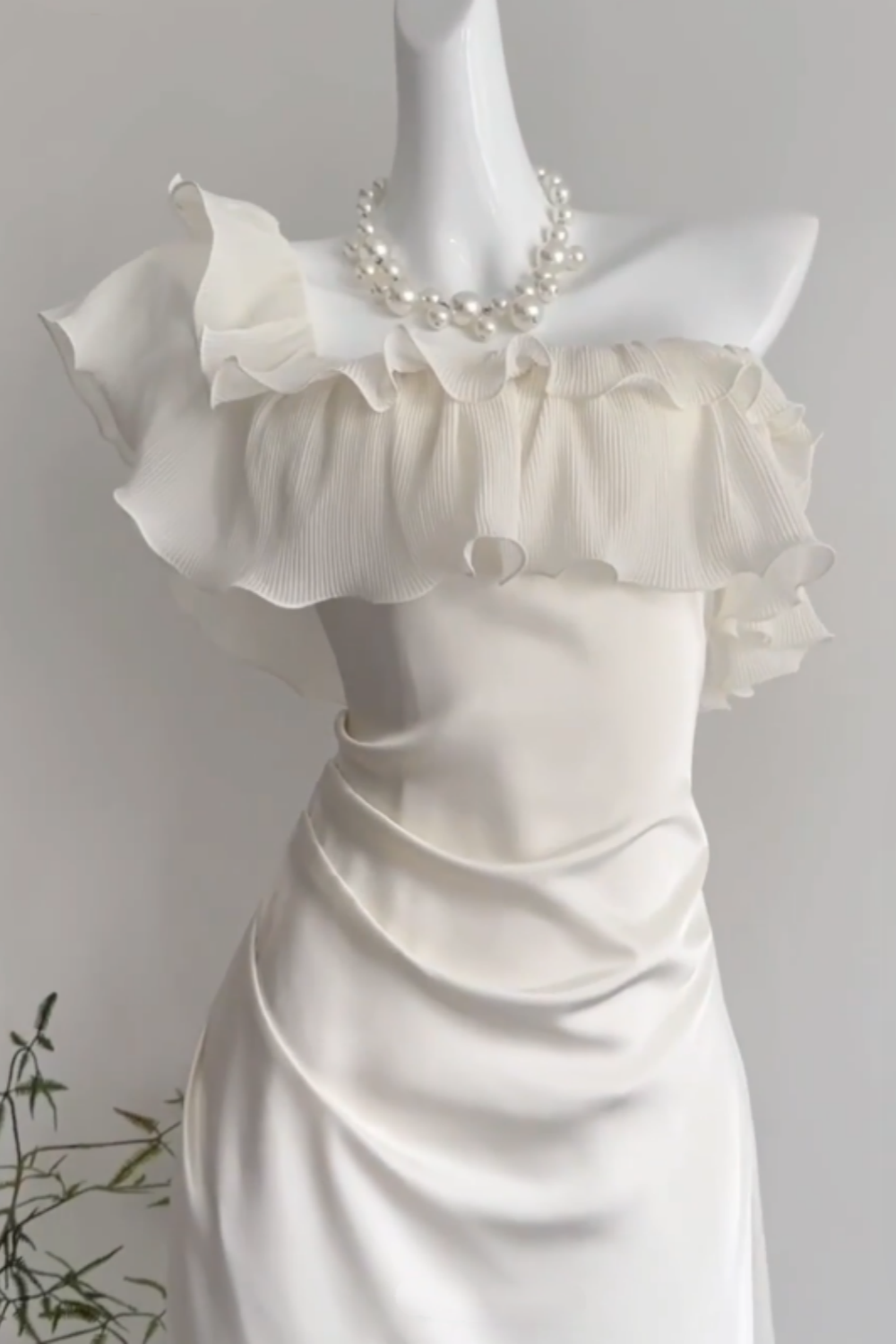 girlhomeshops--White Ruffled Long Chiffon Homecoming Dress gh5697