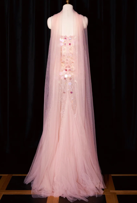 girlhomeshops--Pink Mermaid Sequined Long Tulle Prom Dress Evening Gown gh5701