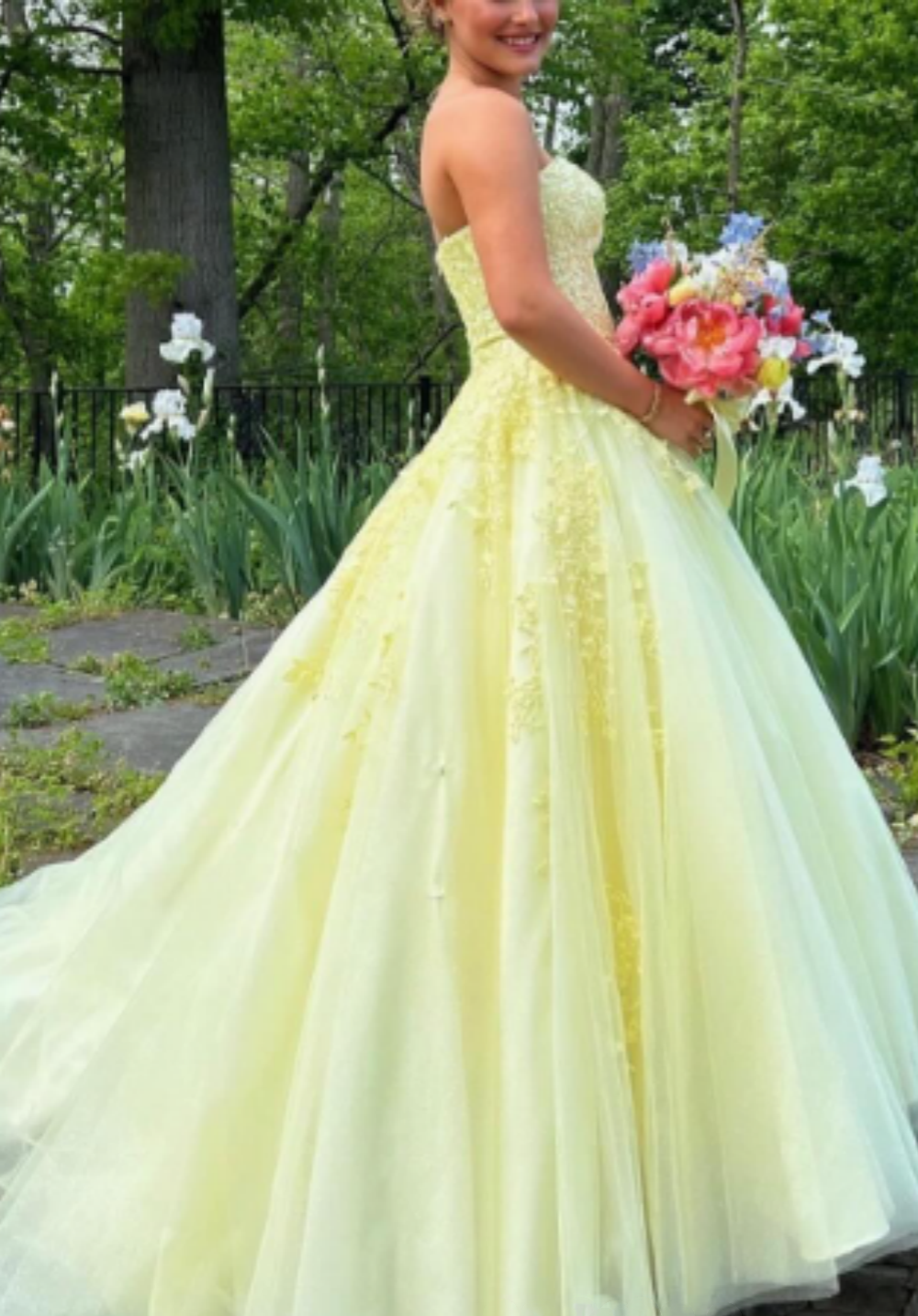 Girlhomeshops--💛Yellow tulle fashion long princess prom dress party dress ball gown gh5451