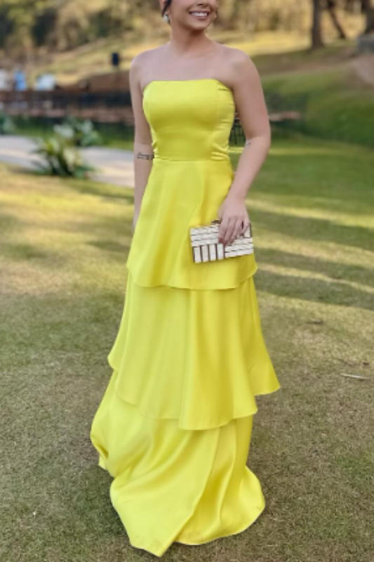 girlhomeshops-Yellow Fashion Long Satin Prom Dress Simple Graduation Dress Business Dress Formal Dress gh5863