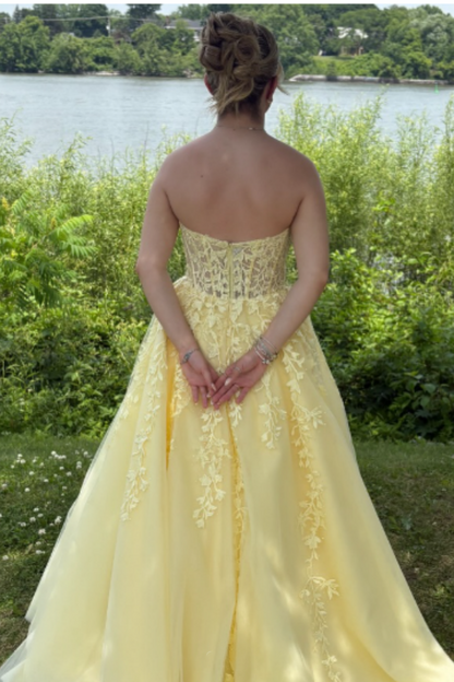 Girlhomeshops--💛Yellow tulle fashion long princess prom dress party dress ball gown gh5451