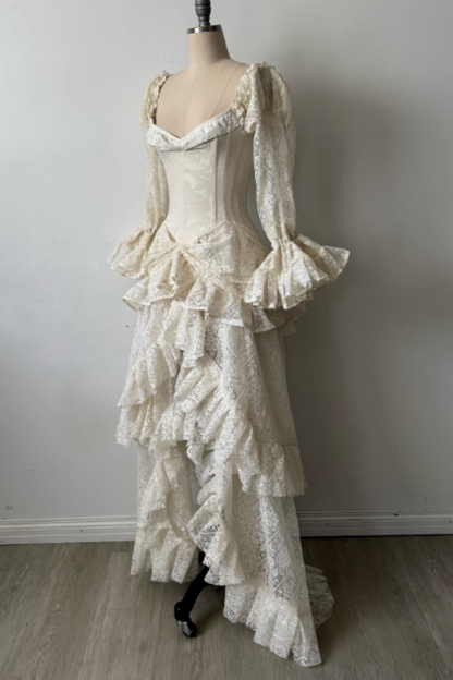 Vintage long-sleeved delicate lace wedding dress gh6848