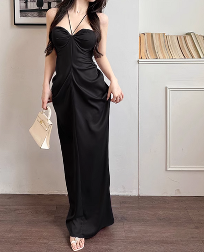 New Elegant Black Lace Spaghetti Strap Dress Sexy Evening Dress TP2879