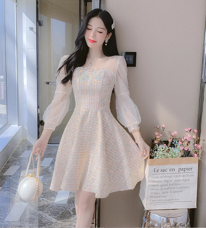 New Fashion  Long Sleeves Chiffon Design A-Line Dress TP3037