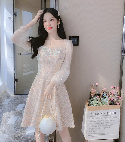 New Fashion  Long Sleeves Chiffon Design A-Line Dress TP3037