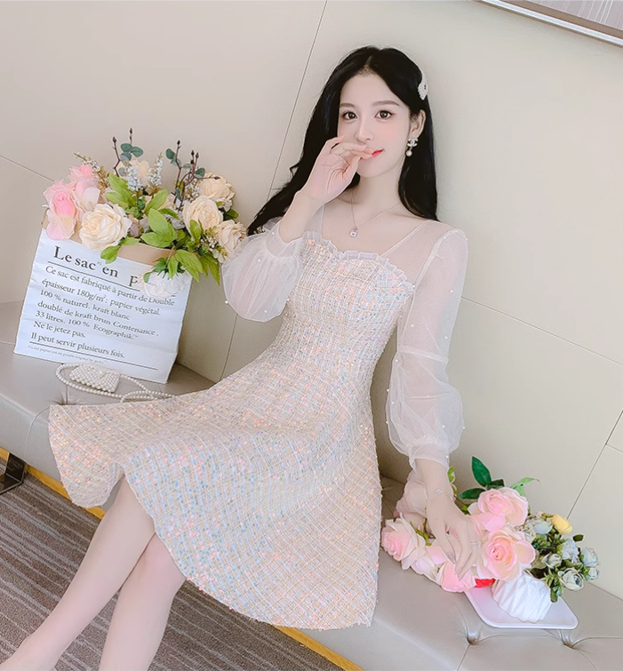 New Fashion  Long Sleeves Chiffon Design A-Line Dress TP3037