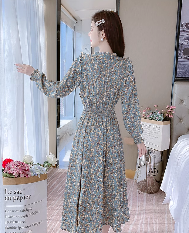 New Fashion Simple Floaral Design Women Long Dress TP3049