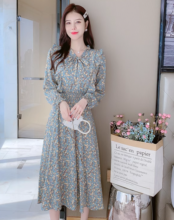 New Fashion Simple Floaral Design Women Long Dress TP3049